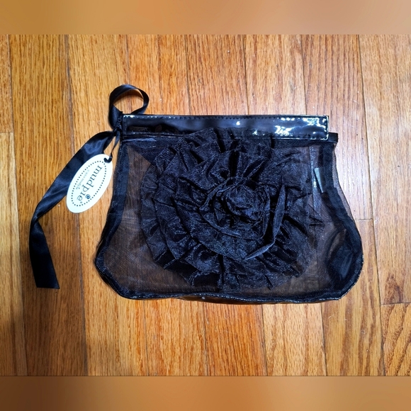 Mud Pie Handbags - NWT Mud Pie sheer mesh makeup bag, small, black.